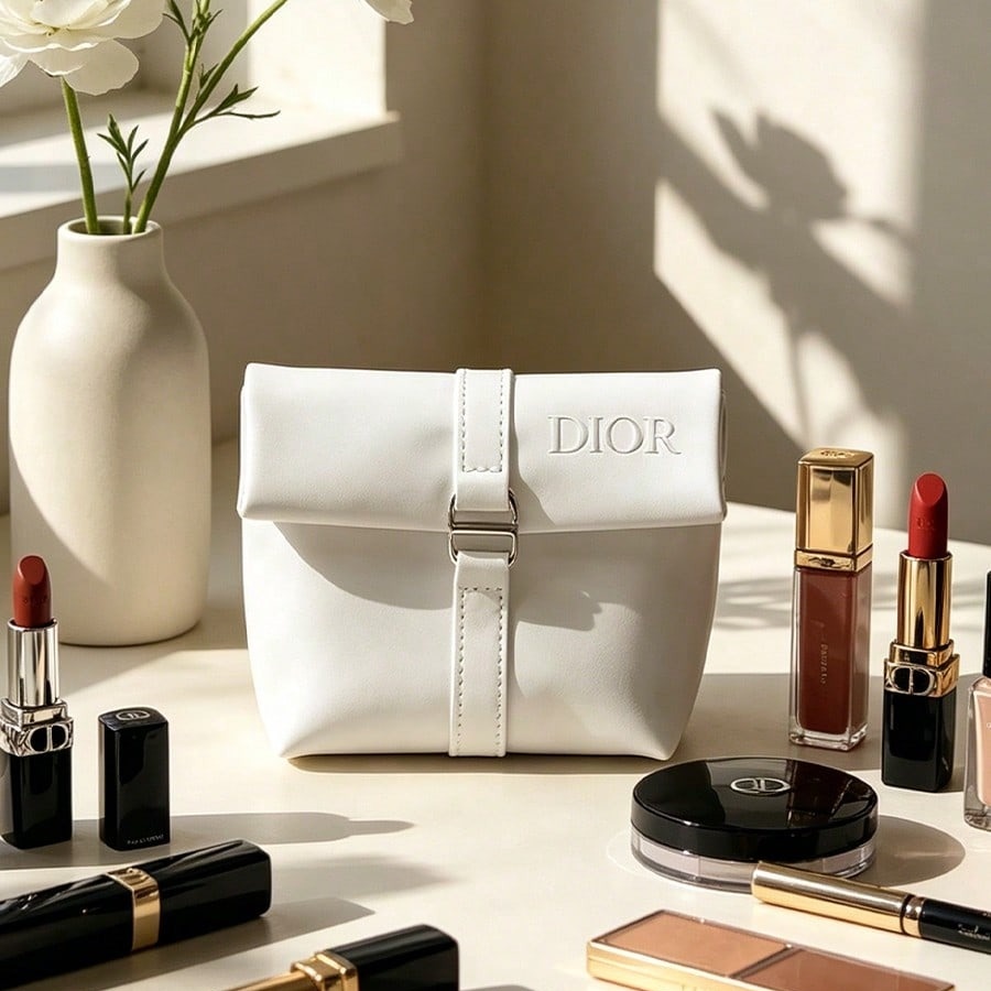Luxury Skincare Samples - Tas Kosmetik Putih Dior Tas Kosmetik