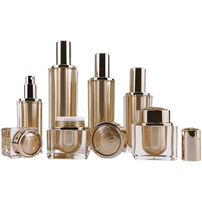 Botol Kosmetik Krim Emas Akril - Luxury Skincare Packaging ulasan dan harga