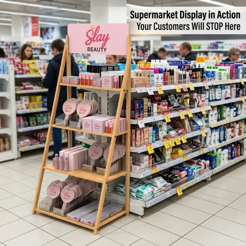 Rak Display Kosmetik Kayu Mewa - Luxury Skincare Store ulasan dan harga